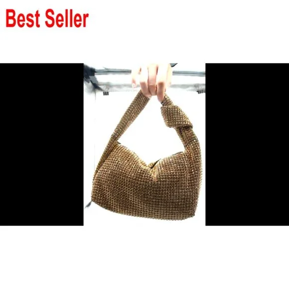 Full Glitter Rhinestone Hobo Dumpling Evening Clutch Crossbody Bag - Picture 7 of 7